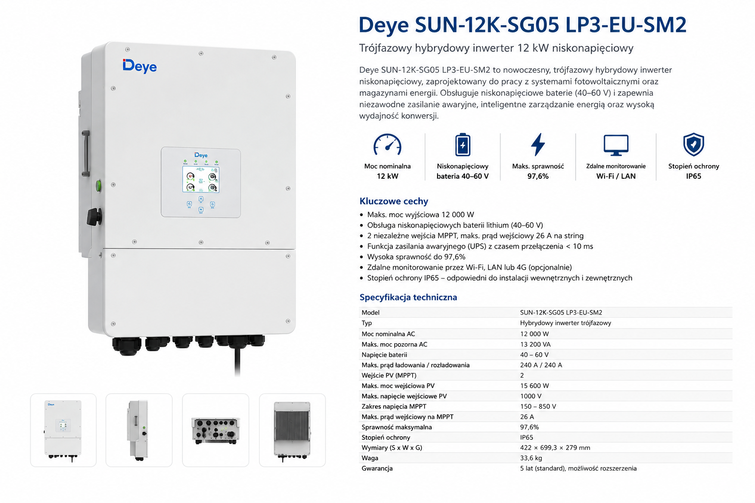Deye SUN-12K-SG05LP3-EU-SM2 Specyfikacja